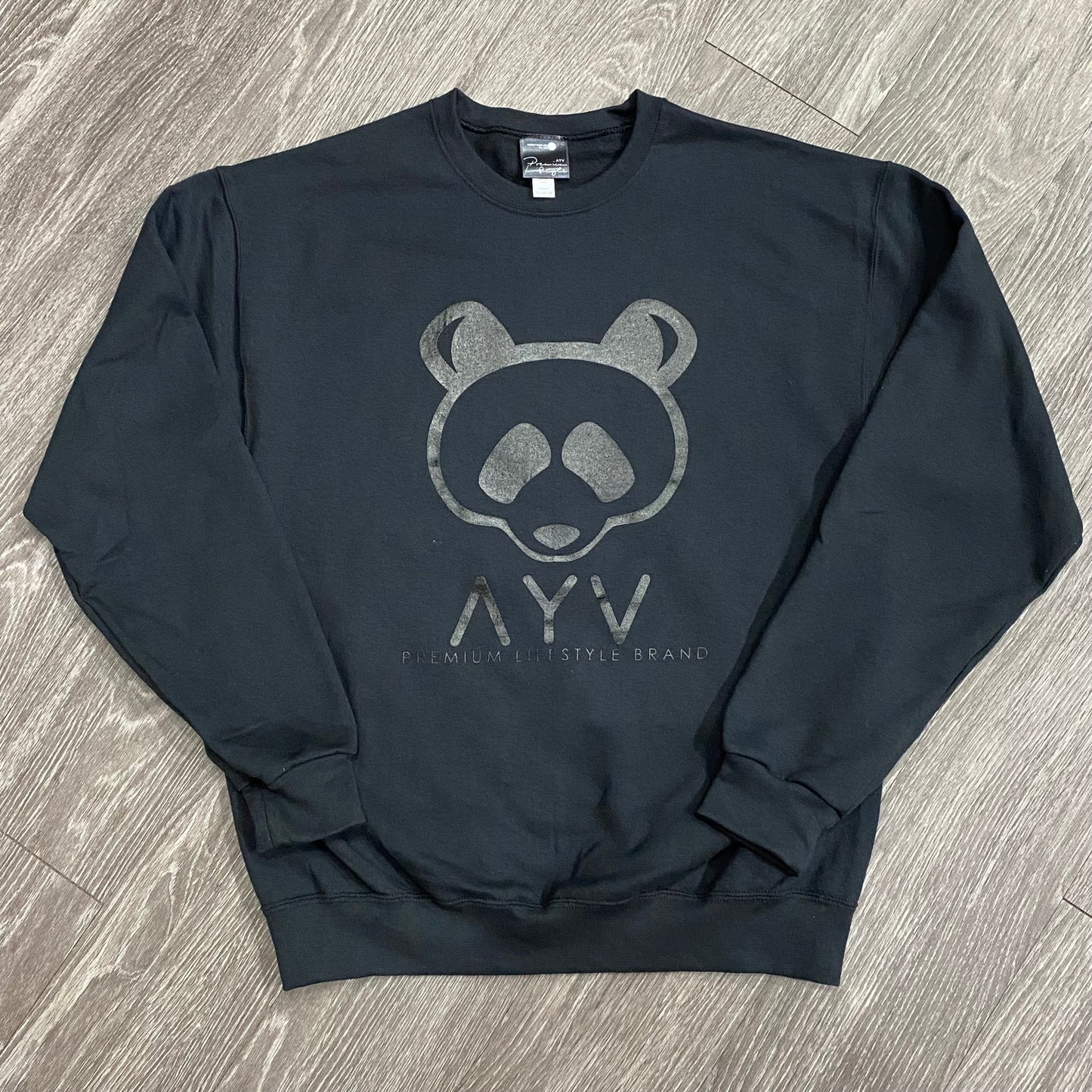 Black on Black “Cool Panda” Crewneck Sweatshirt