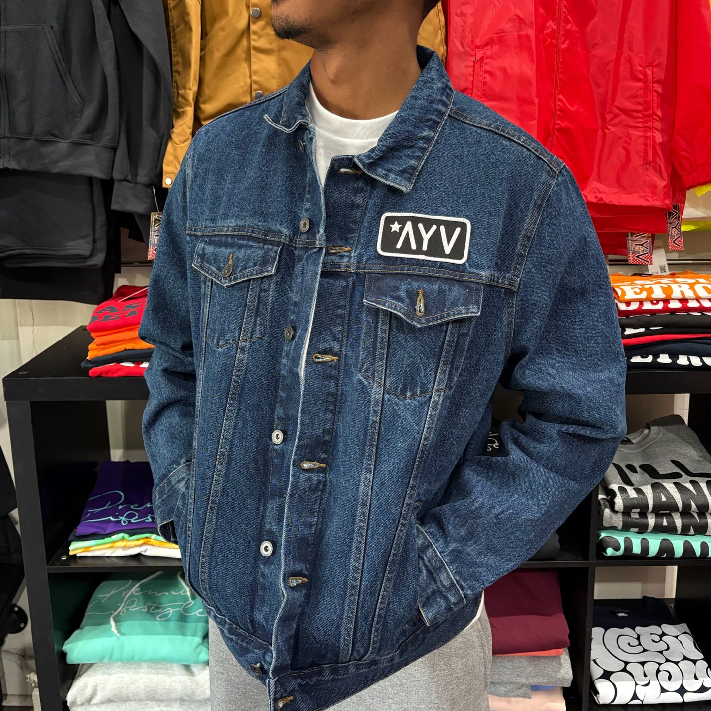 “International Wave” Crystalized Denim Jacket