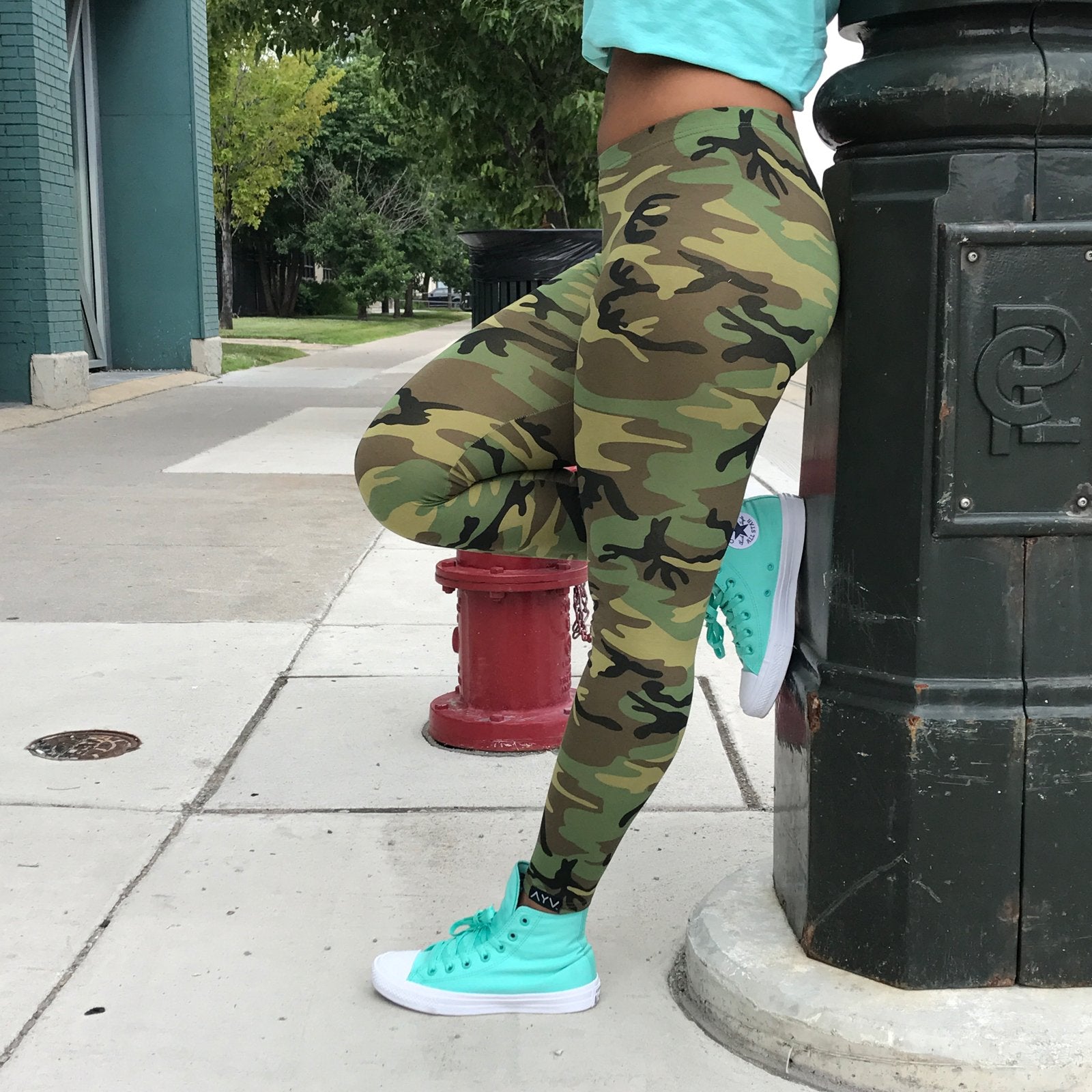 Green Camo Leggings for Women Army / Military Camouflage Pattern