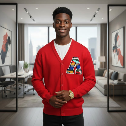 The “Dean” Cardigan (Madison Camo Letter)