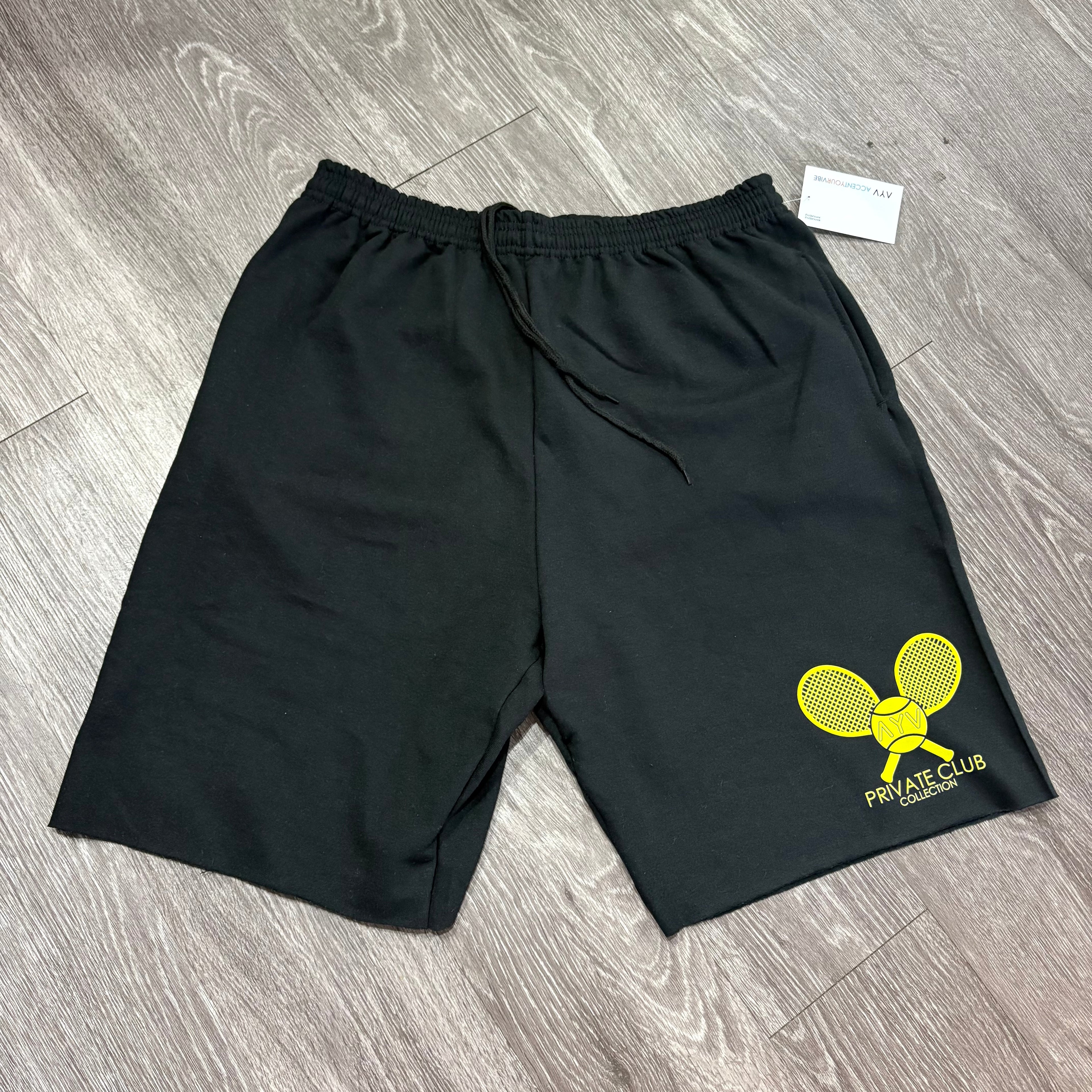 "Private Club" Rally Shorts (Yellow Logo)