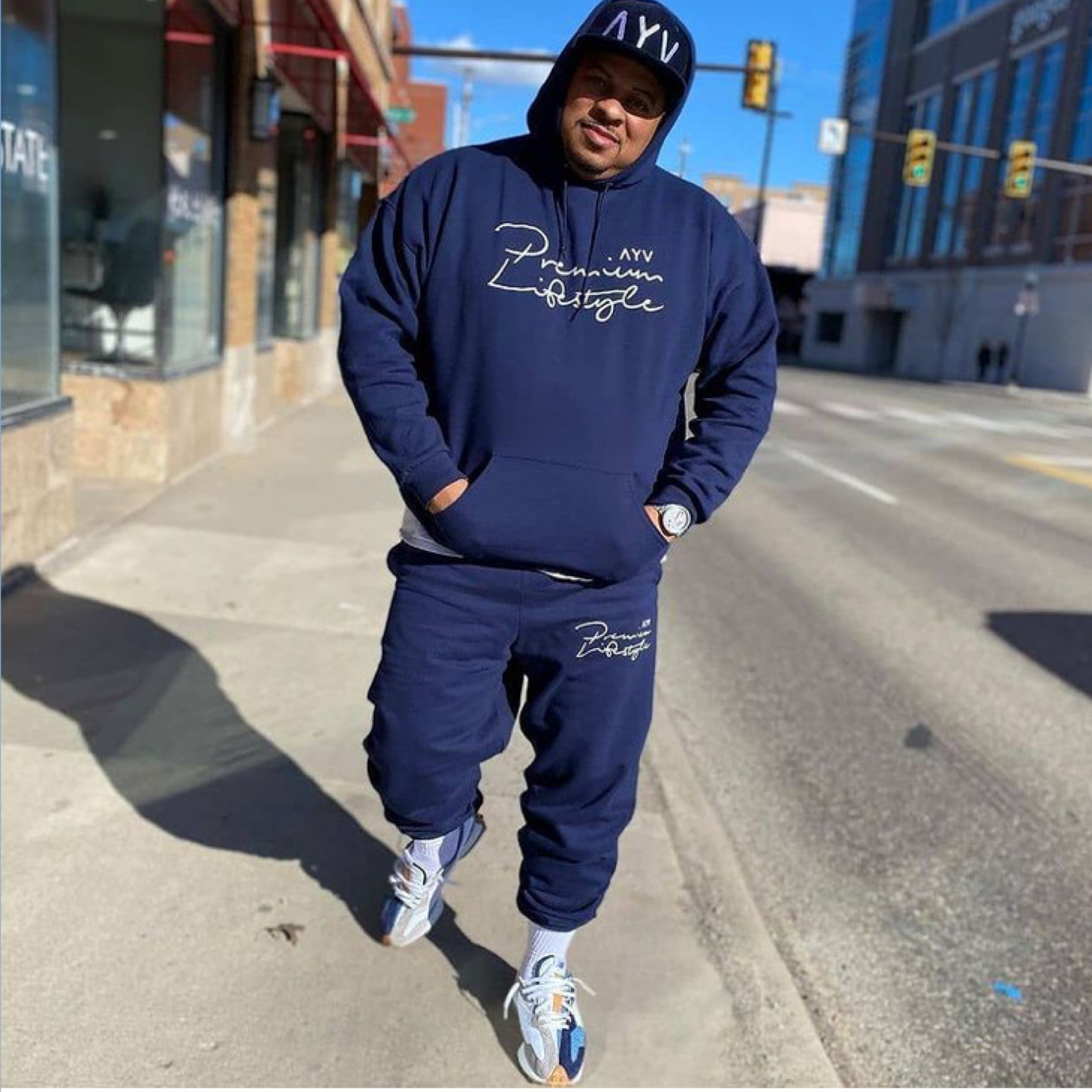 Premium Lifestyle Hooded Sweatsuit Navy Small